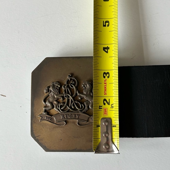RUGBY Ralph Lauren Womens Wide Black Leather Belt Lion Crest Buckle Size Large - Picture 14 of 14